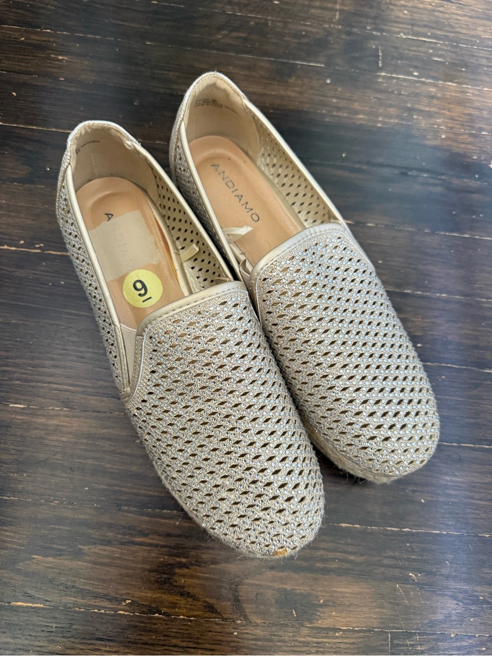 Andiamo Women's Metallic Taupe Woven Slip-On Loafers
